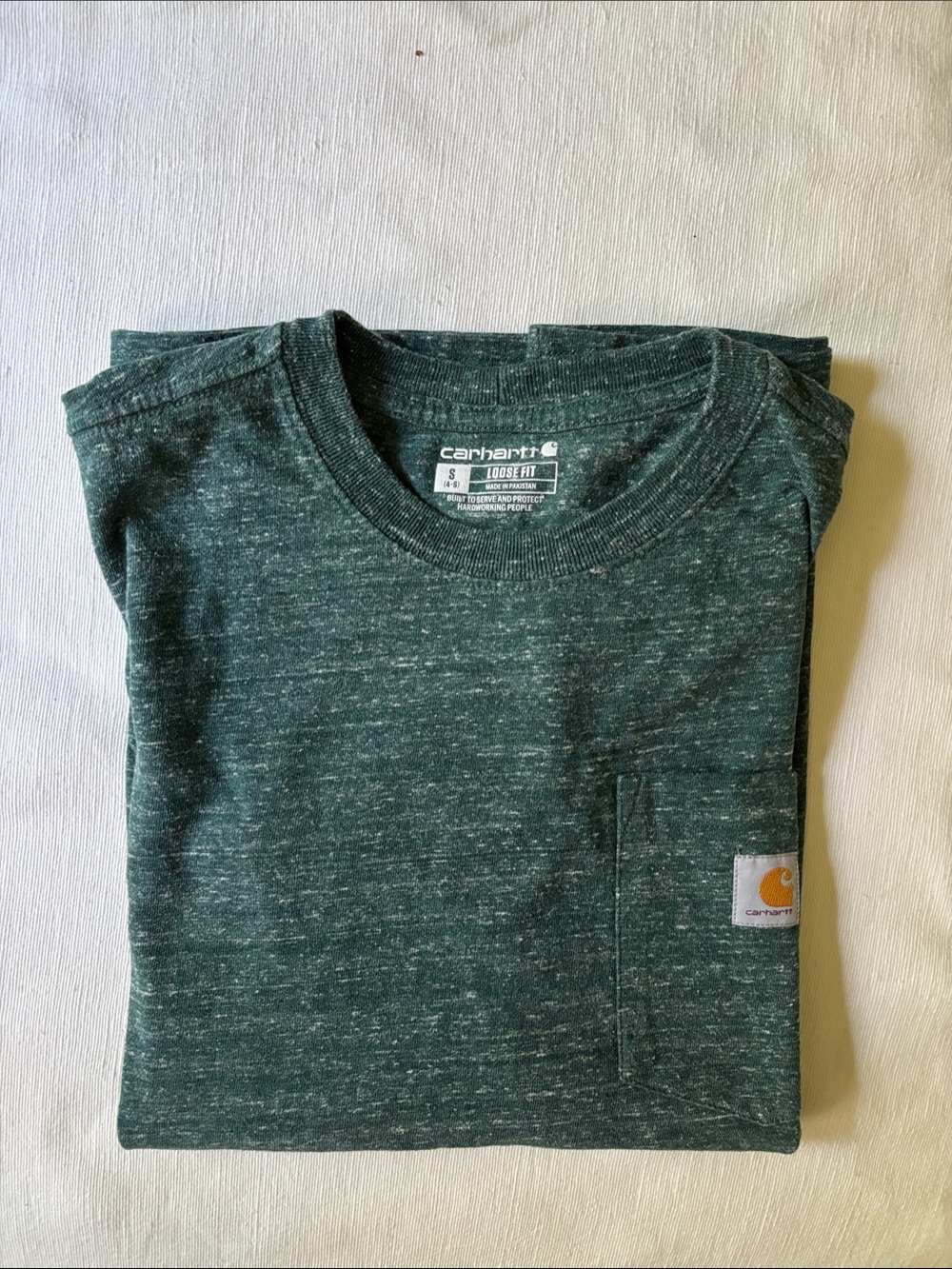 Carhartt Short-Sleeve Heathered Forest Green Pocket Tee